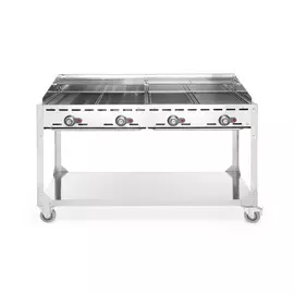 HENDI Green Fire met 4 branders op verrijdbaar onderstel, Lichtgrijs, 22kW, 1400x612x(H)825mm - 149614
