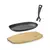 HENDI Gietijzeren schaal met houten onderlegger en greep Zwart, 280x140x(H)30mm - 629383