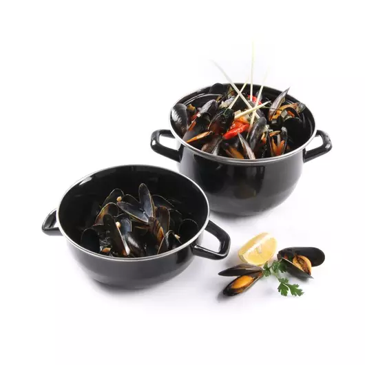 HENDI Mosselpan geëmailleerd - met deksel 3,4L, ⌀220x(H)195mm - 625057