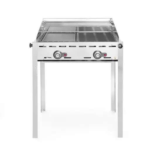 HENDI Green fire met 2 branders 2 roestvast stalen Gastronorm 1/1 roosters, 11,6kW, 740x612x(H)825mm - 149621