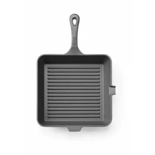 HENDI Gietijzeren Grillpan Zwart, 250x250x(H)50mm, Vierkant - 629369